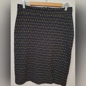 MAEVE BY ANTROPOLOGIE Gold and Navy Knee-Length Pencil Skirt for Work